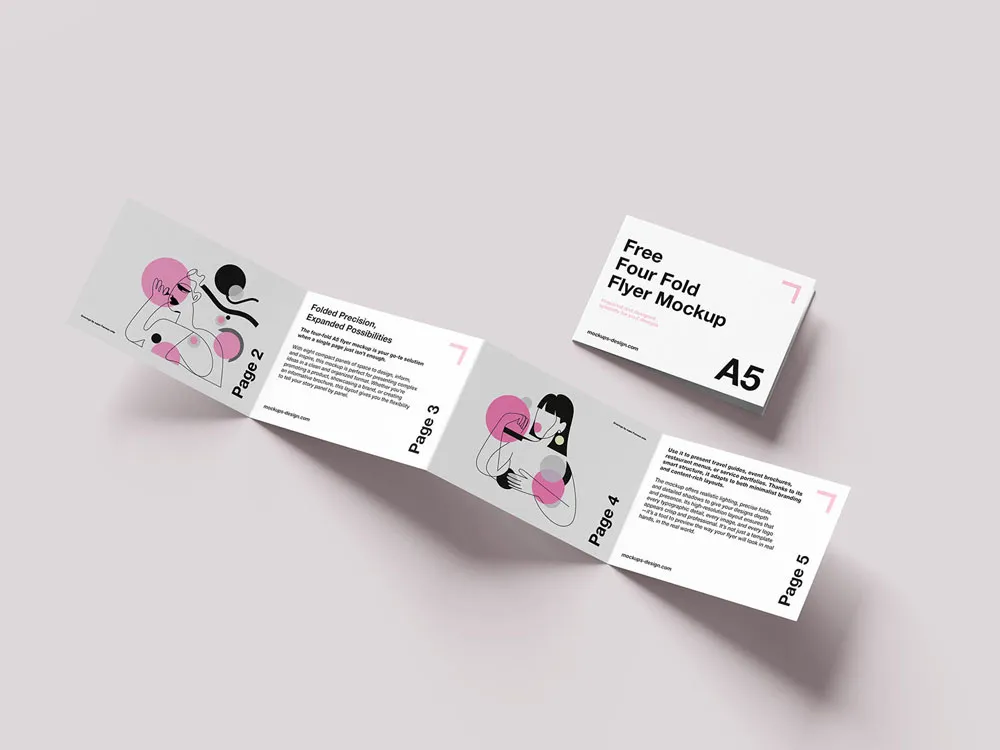 Ücretsiz dört kat broşür mockup | 