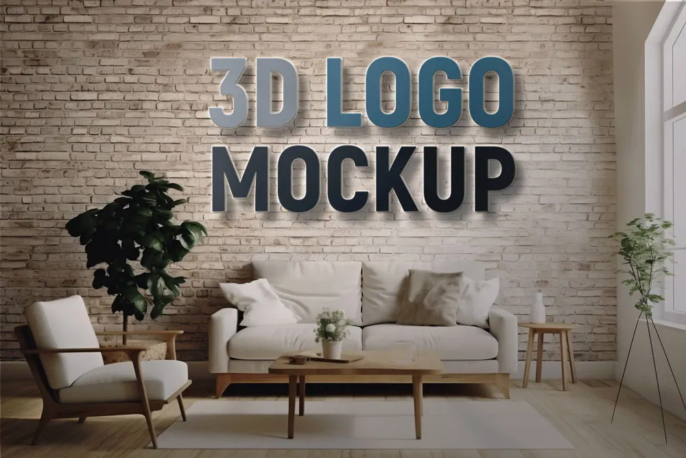 Ücretsiz İç Duvar Logosu Mockup | 
