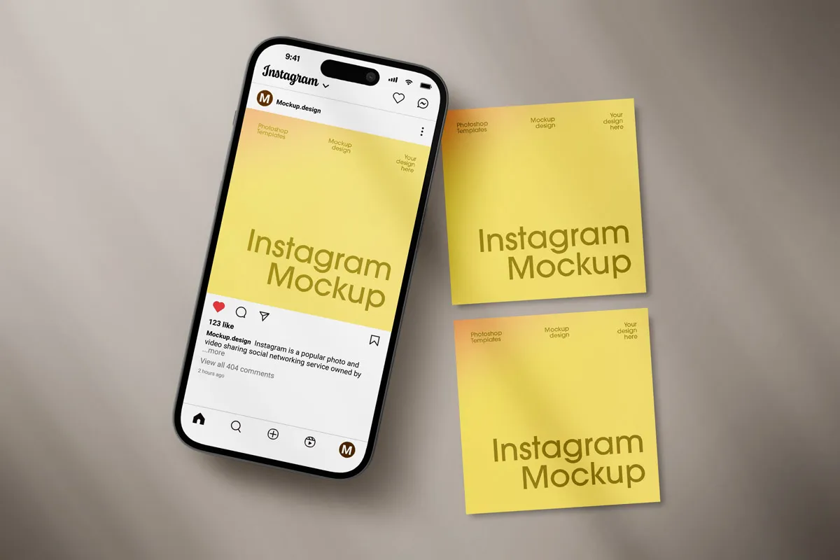 Ücretsiz Gerçekçi Gölge Instagram Mockup | 