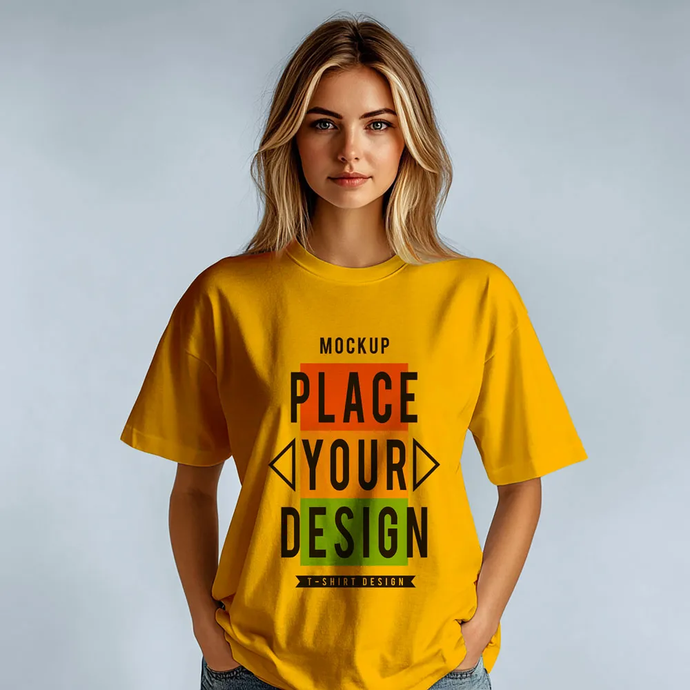 Ücretsiz kadın tişört giyen mockup | 