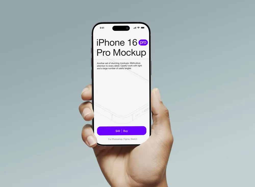 Ücretsiz el tutma iPhone 16 Pro Mockup | 