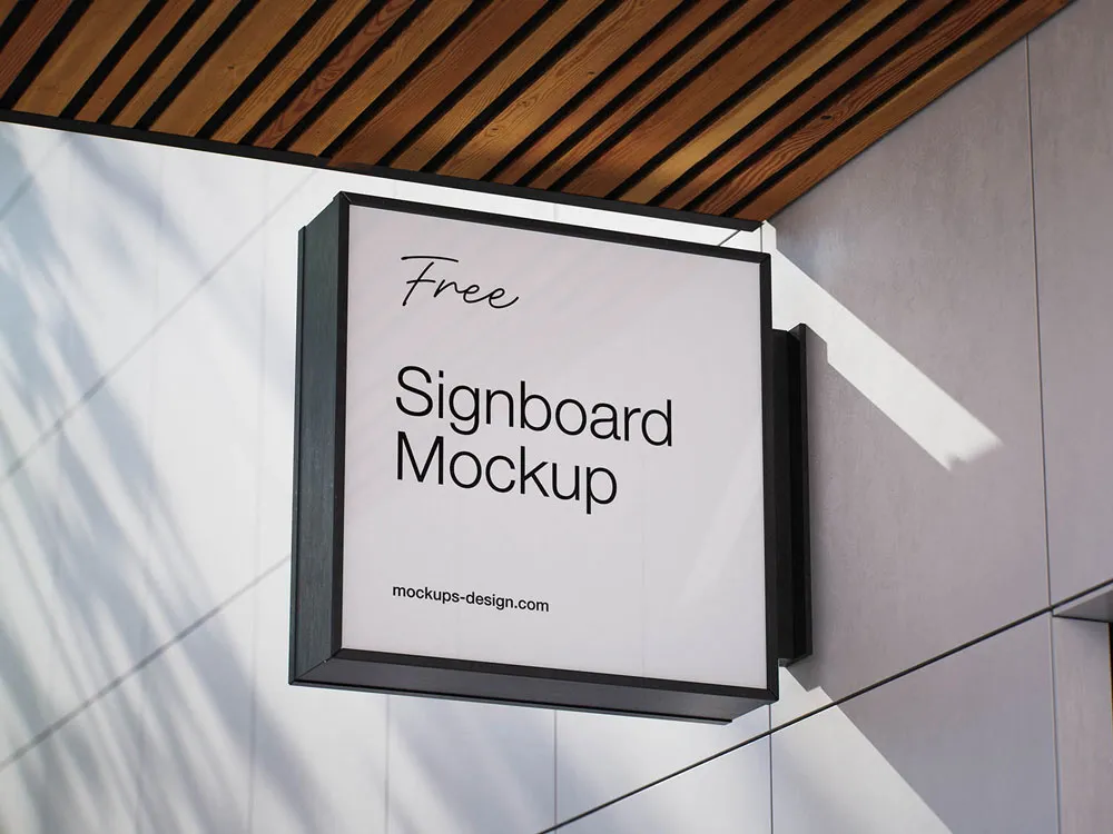Ücretsiz Modern Signboard Mockup | 