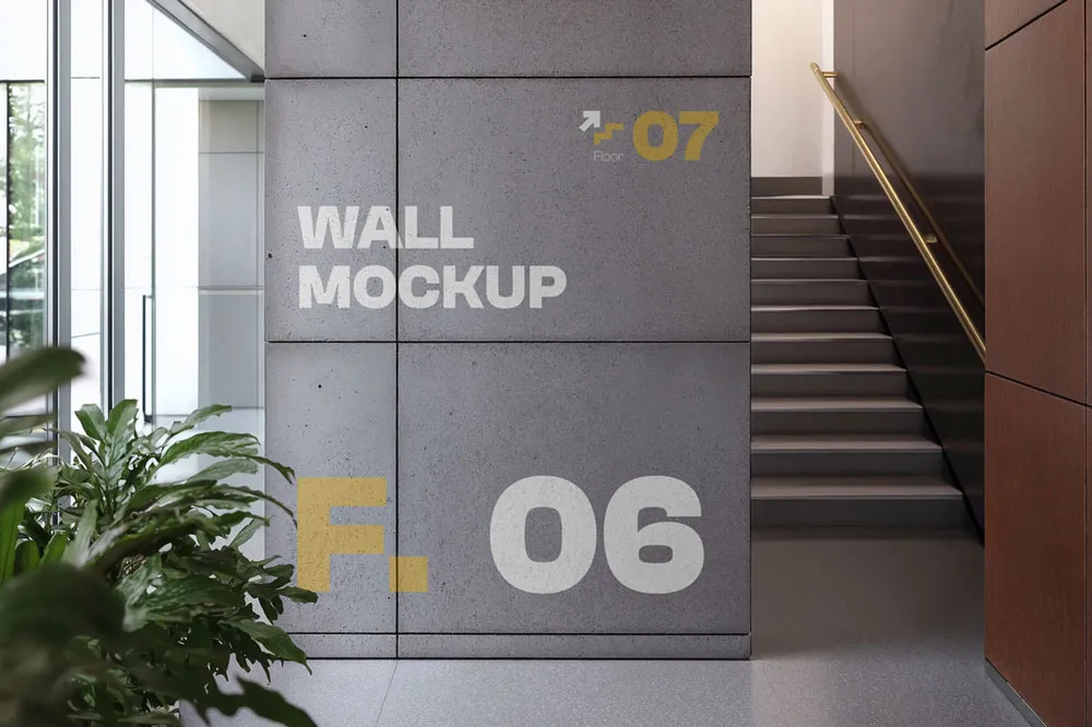 Ücretsiz Beton Ofis Duvar Mockup | 