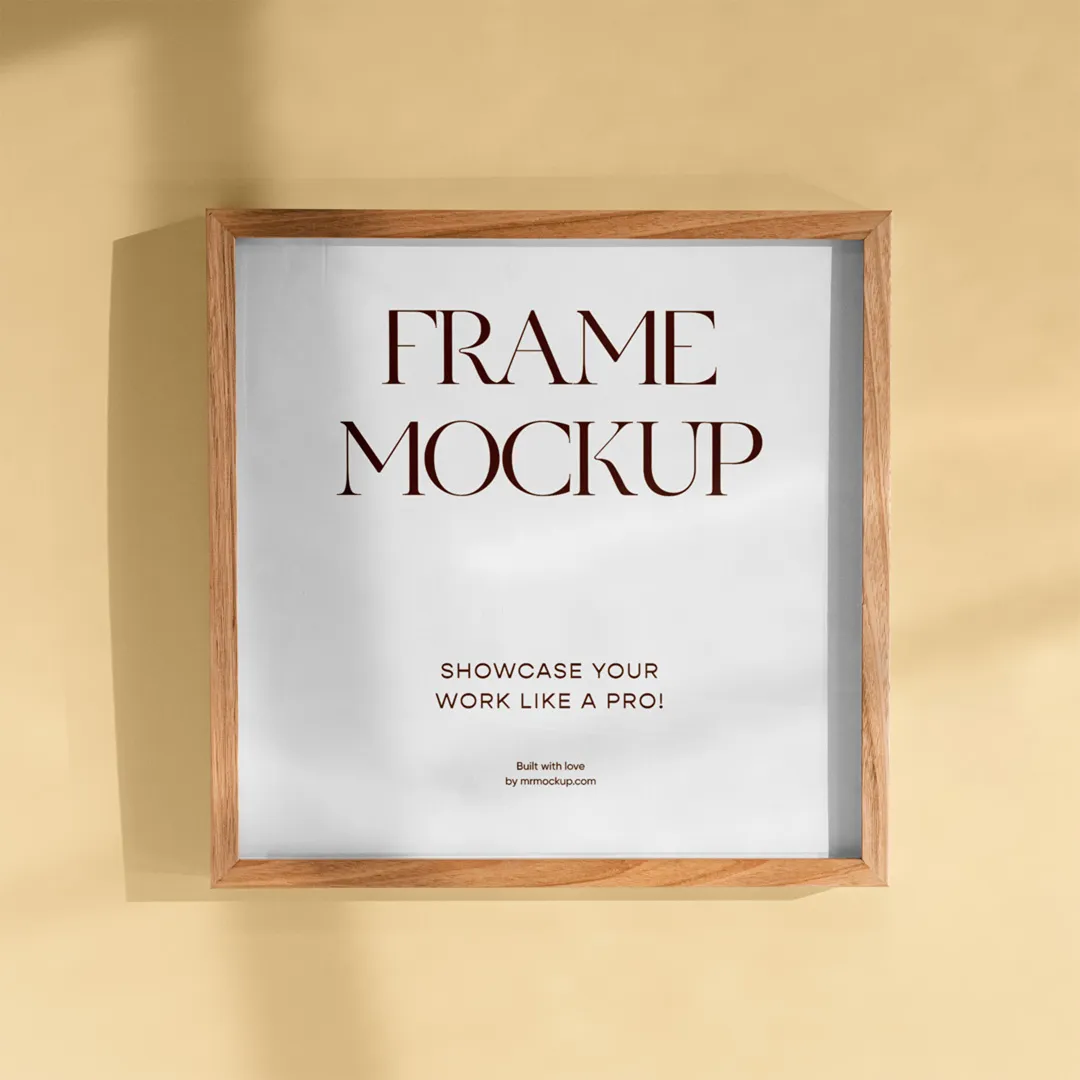 Duvar Mockup'ta Kare Çerçeve - Mr.Mockup