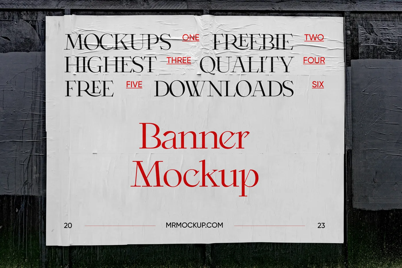Yapıştırılmış Kağıt Banner Mockup - Mr.Mockup