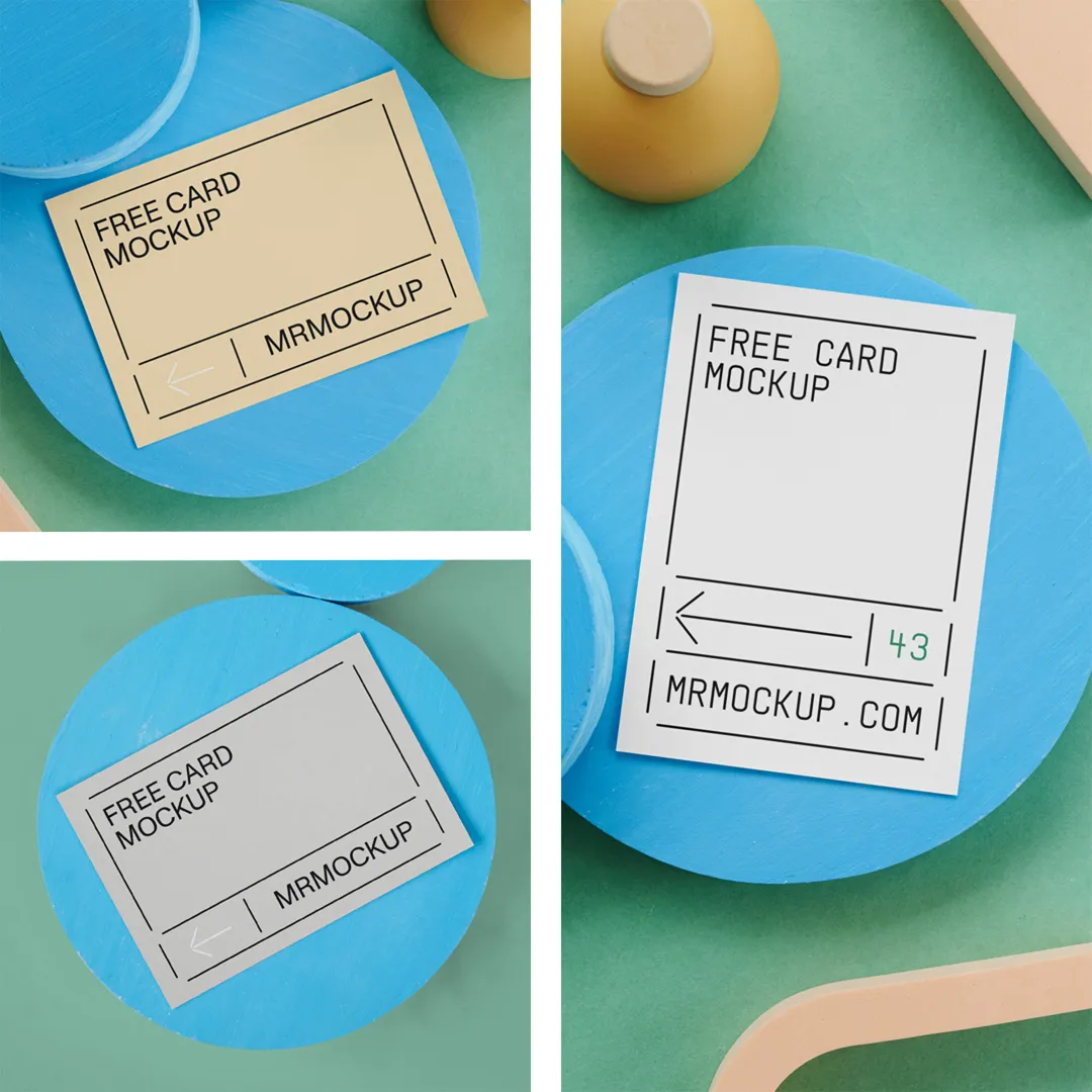 Circle Block Mockup'taki Kartlar - Mr.Mockup