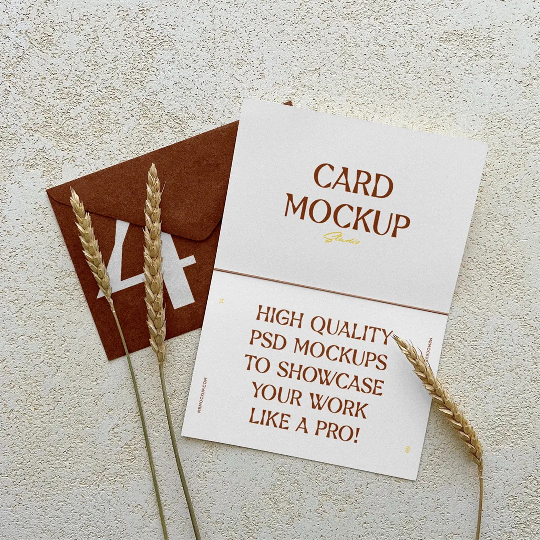Zarf Mockup ile Açık Kart - Mr.Mockup