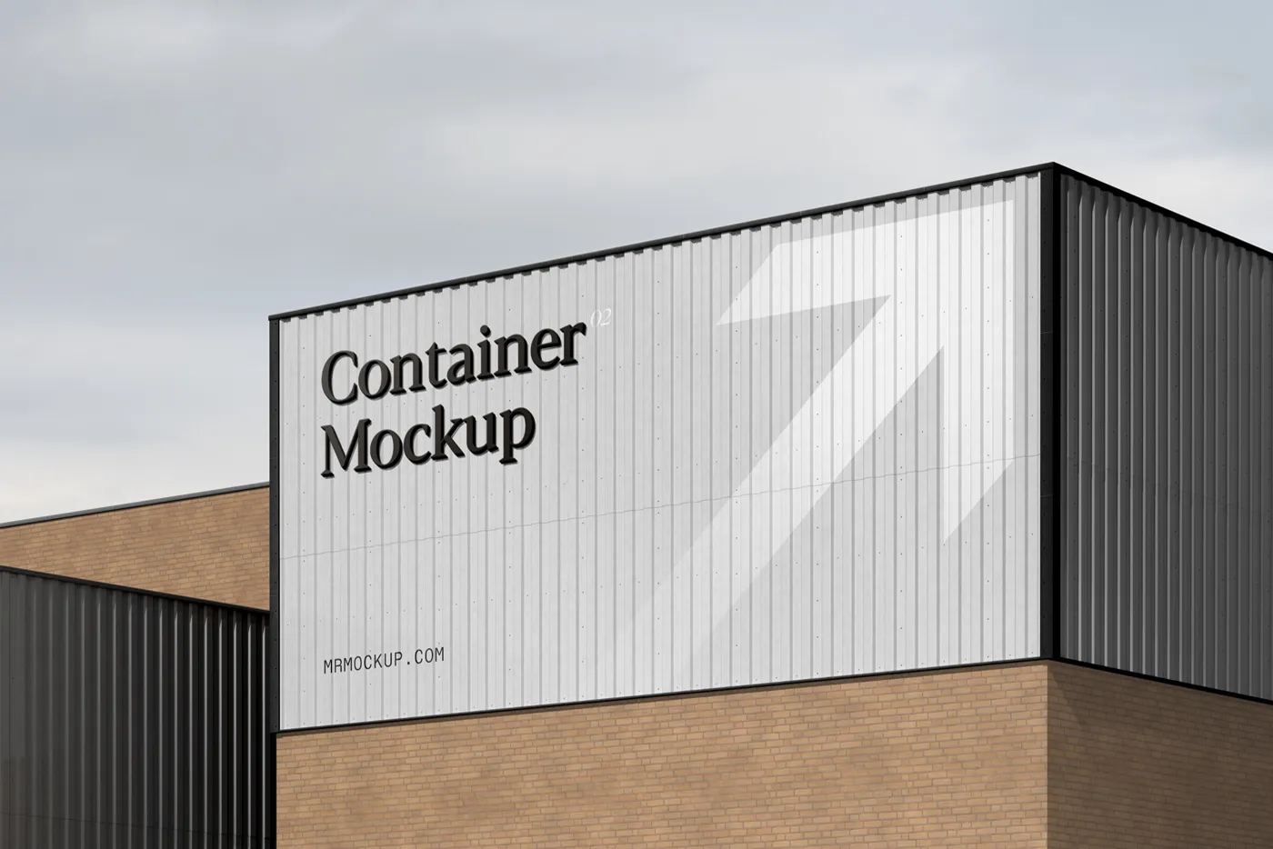 İşaret Mockup ile Metal Konteyner - Mr.Mockup