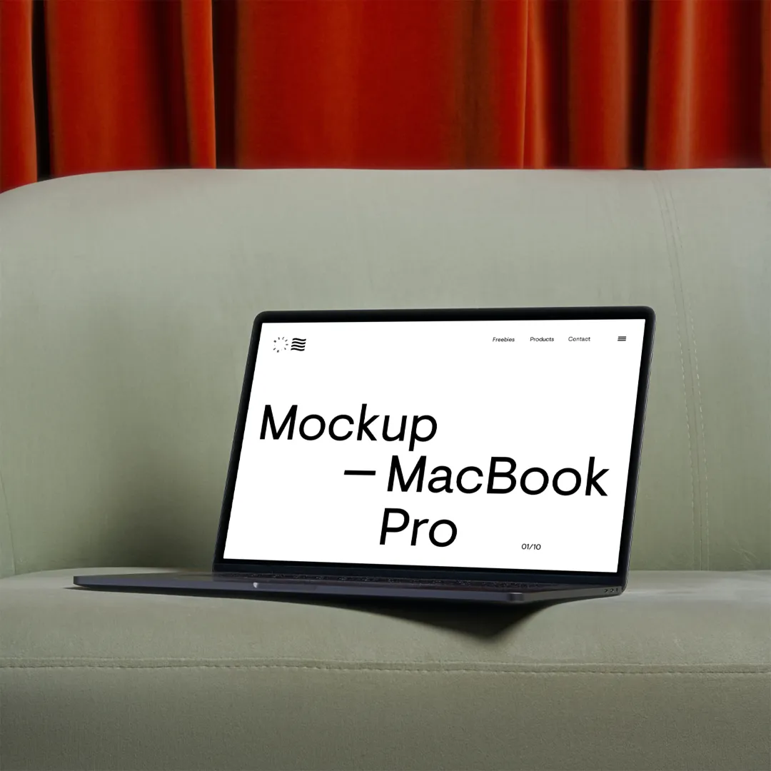 MacBook Pro Mockup Bir Kanepe - Mr.Mockup