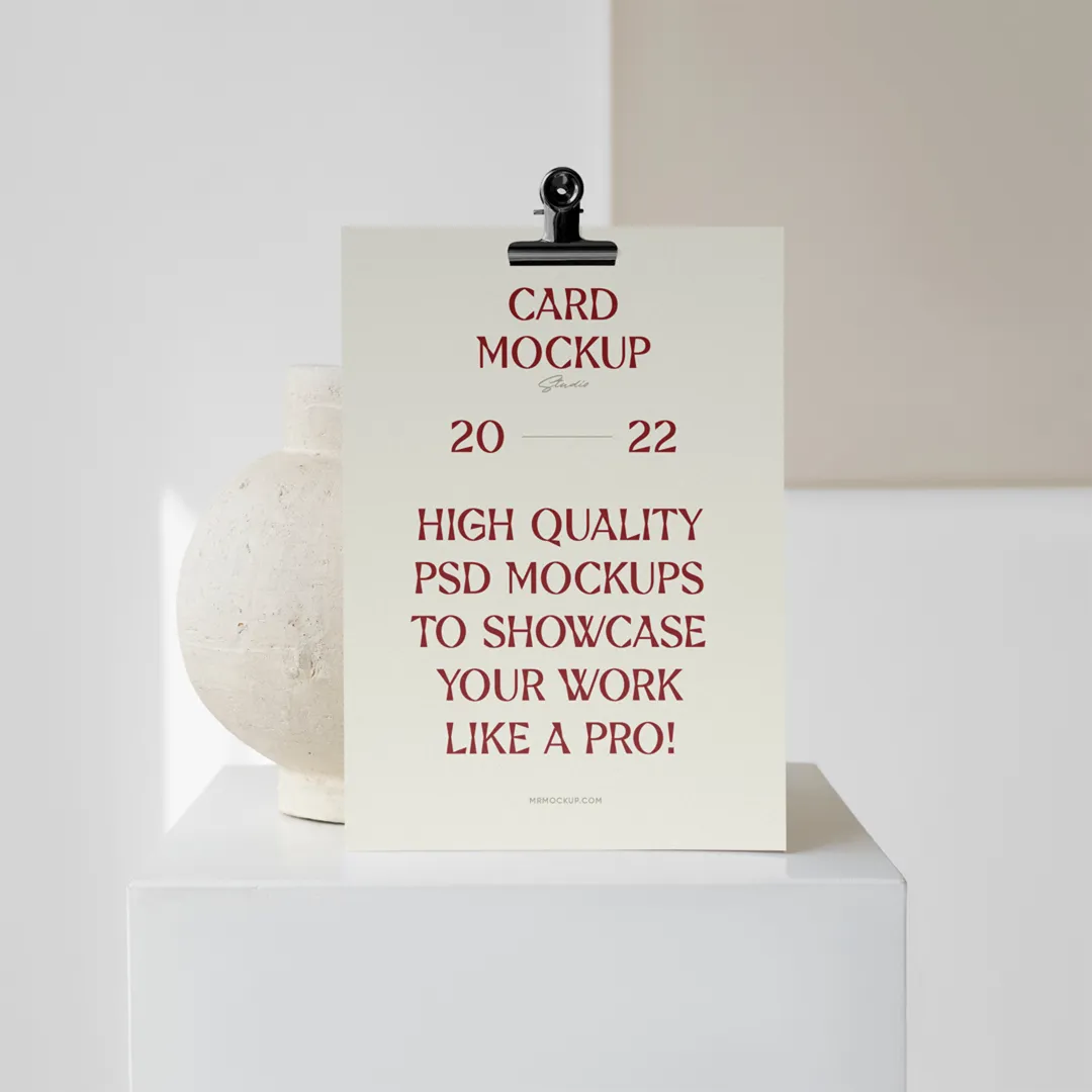 Vazo ile kart PSD Mockup - Mr.Mockup