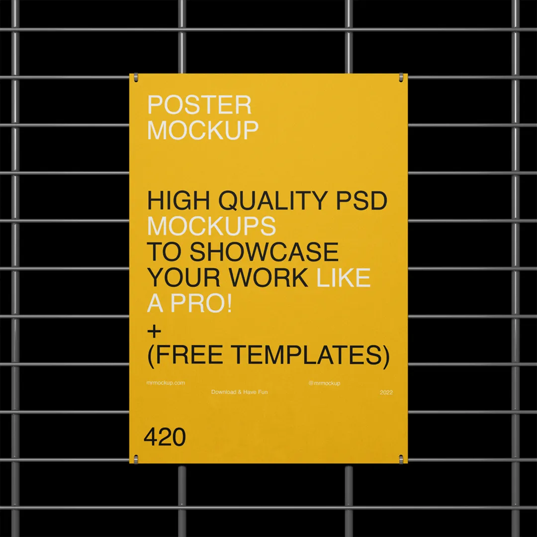 Grille Mockup ile Poster - Mr.Mockup