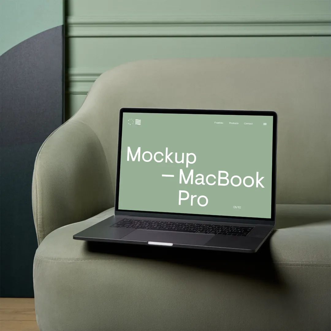MacBook Pro'da Kanepe Mockup - Mr.Mockup