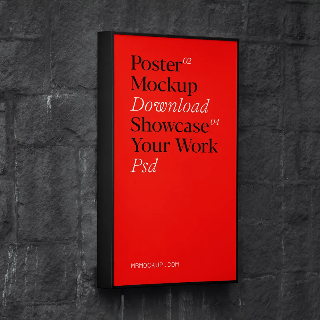 Tuğla Duvar Mockup'ta Poster - Mr.Mockup