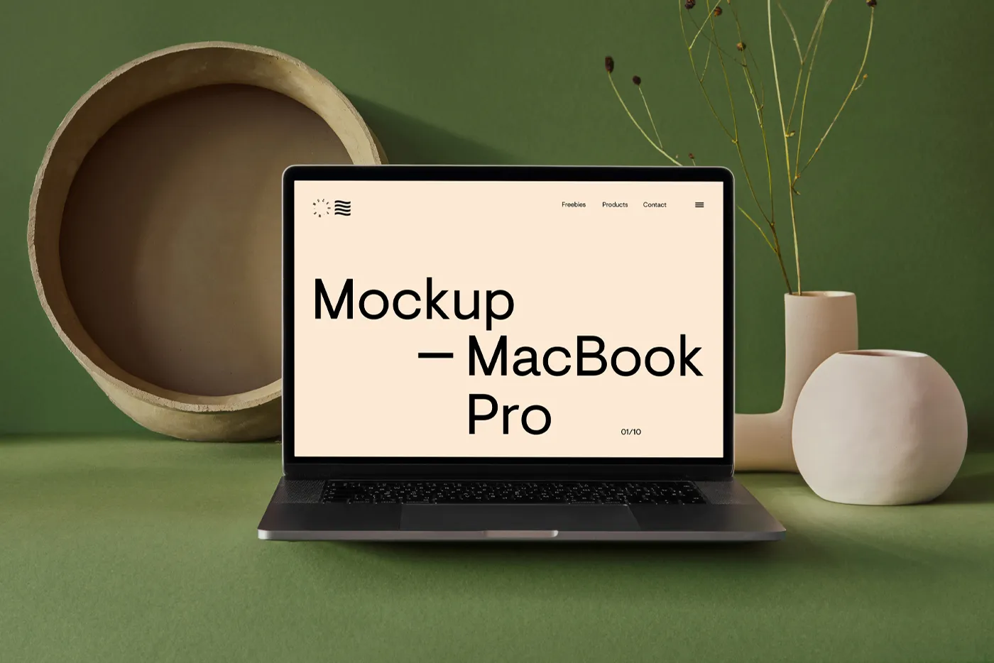 Vazo Mockup ile MacBook Pro - Mr.Mockup