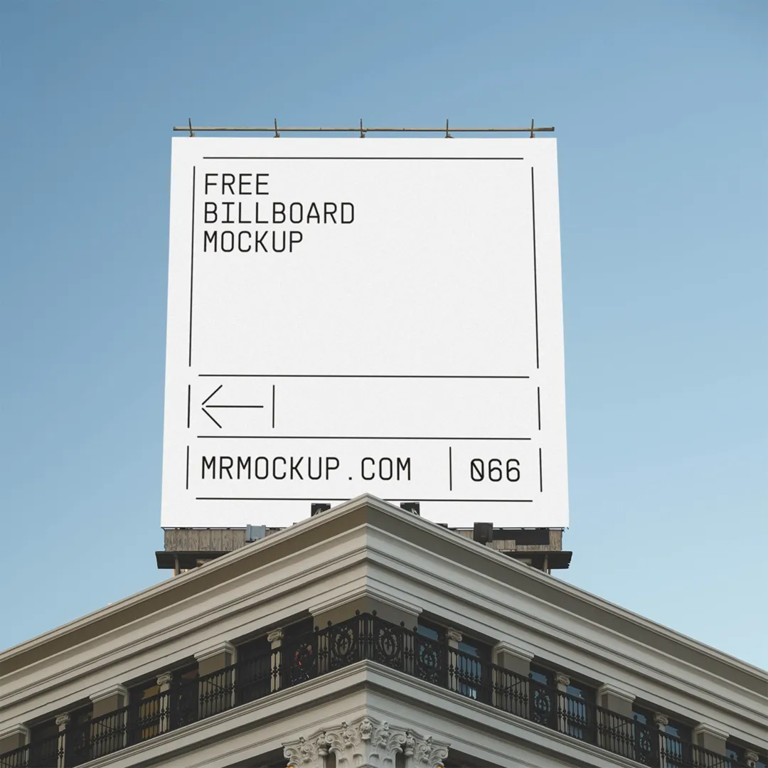 Bina Mockup'ta dikey afiş - Mr.Mockup