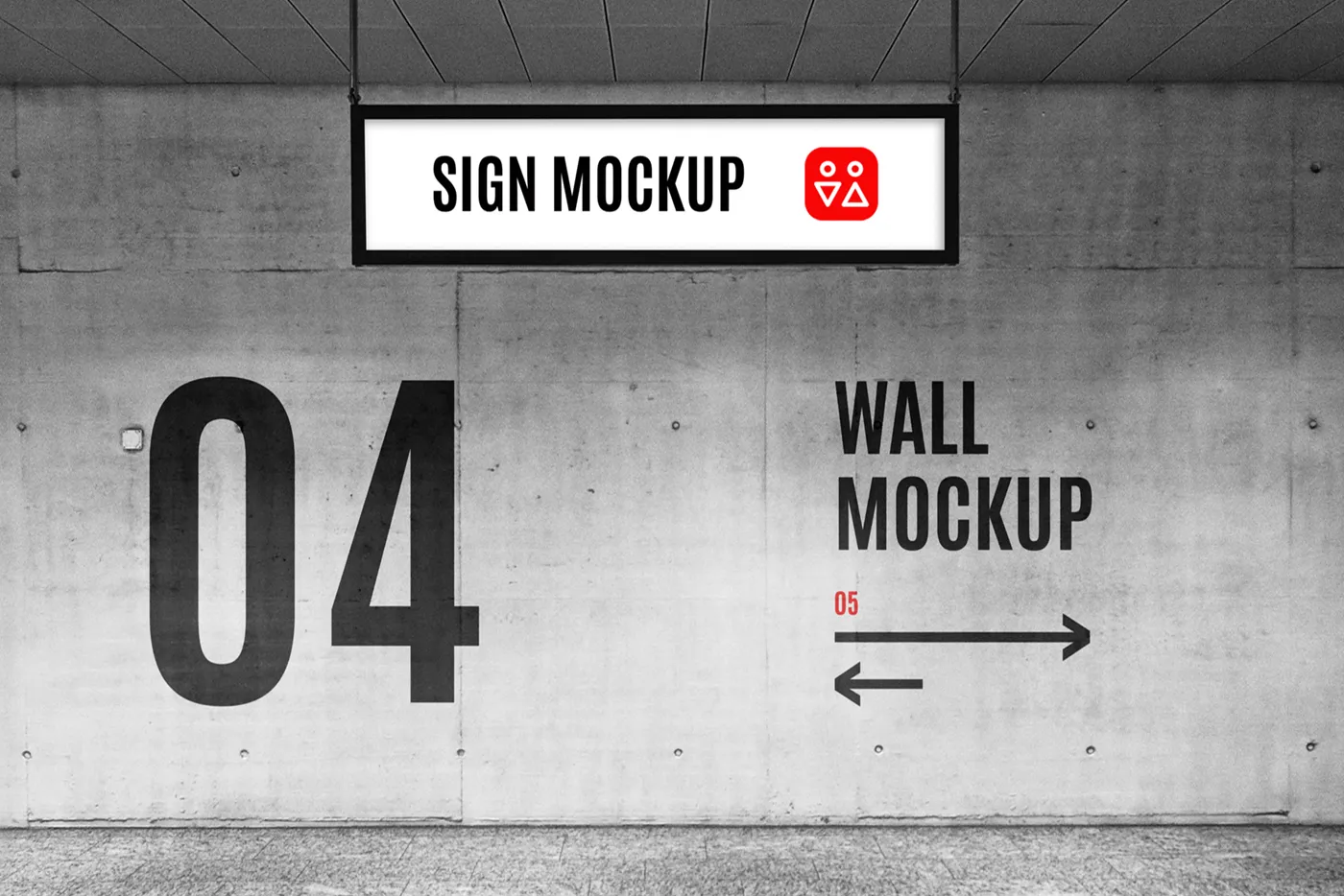 Wayfinding Sign & Wall Mockup - Mr.Mockup | 