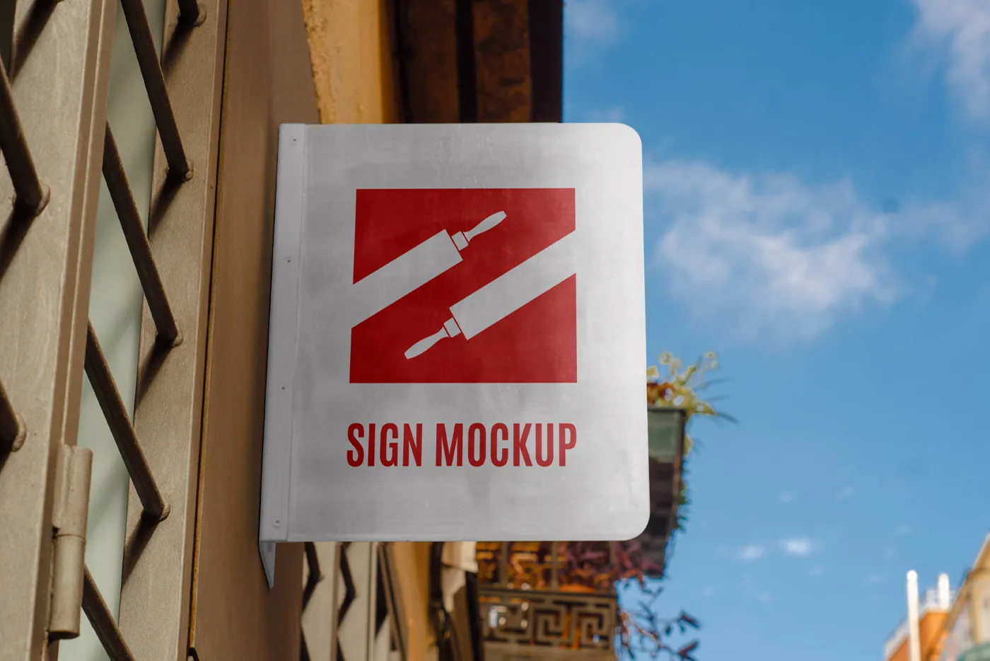 Asılı Metal İşaret Maketi - Mr.Mockup | 