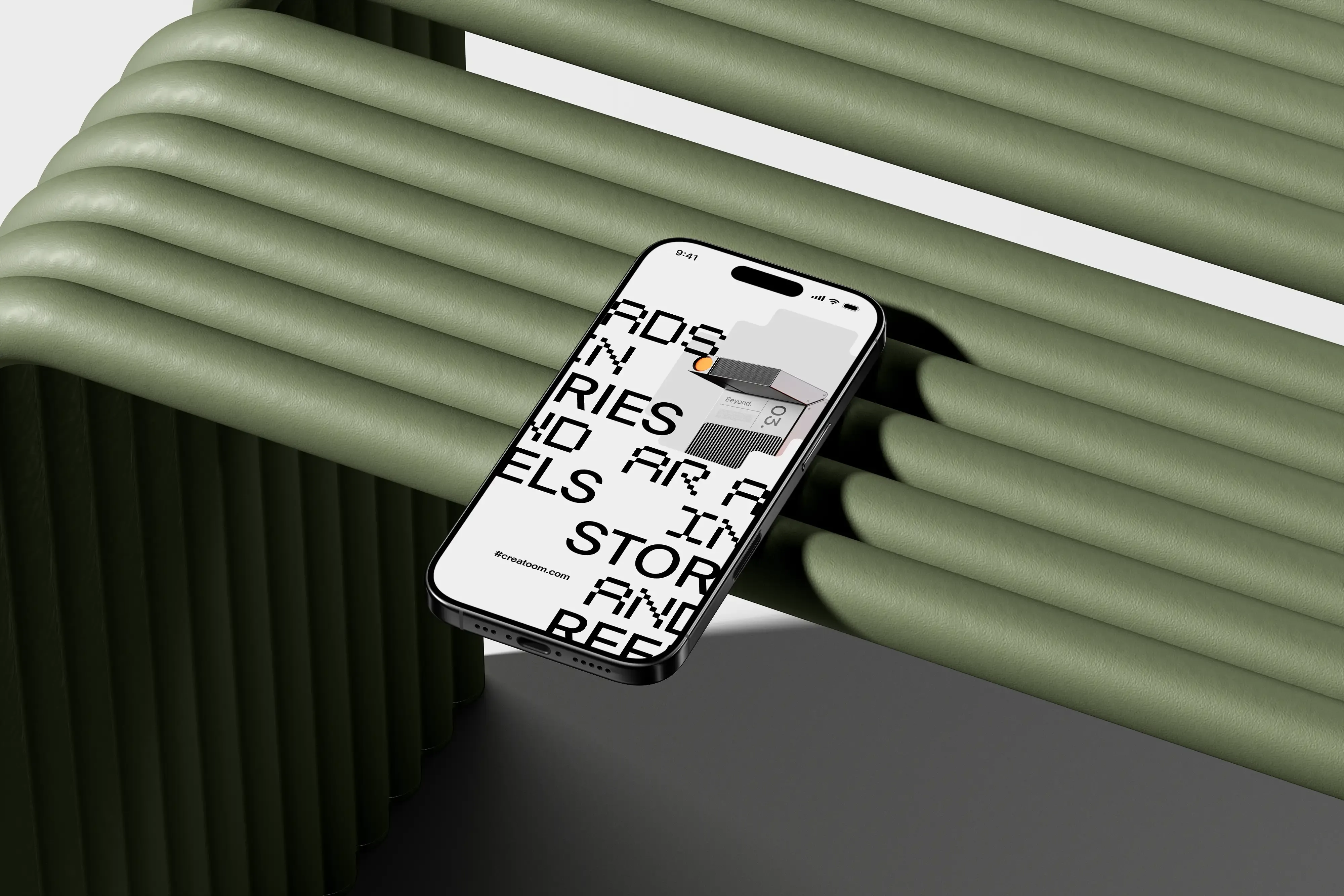 İPhone 16 Pro Mockup Bench Isometrik |