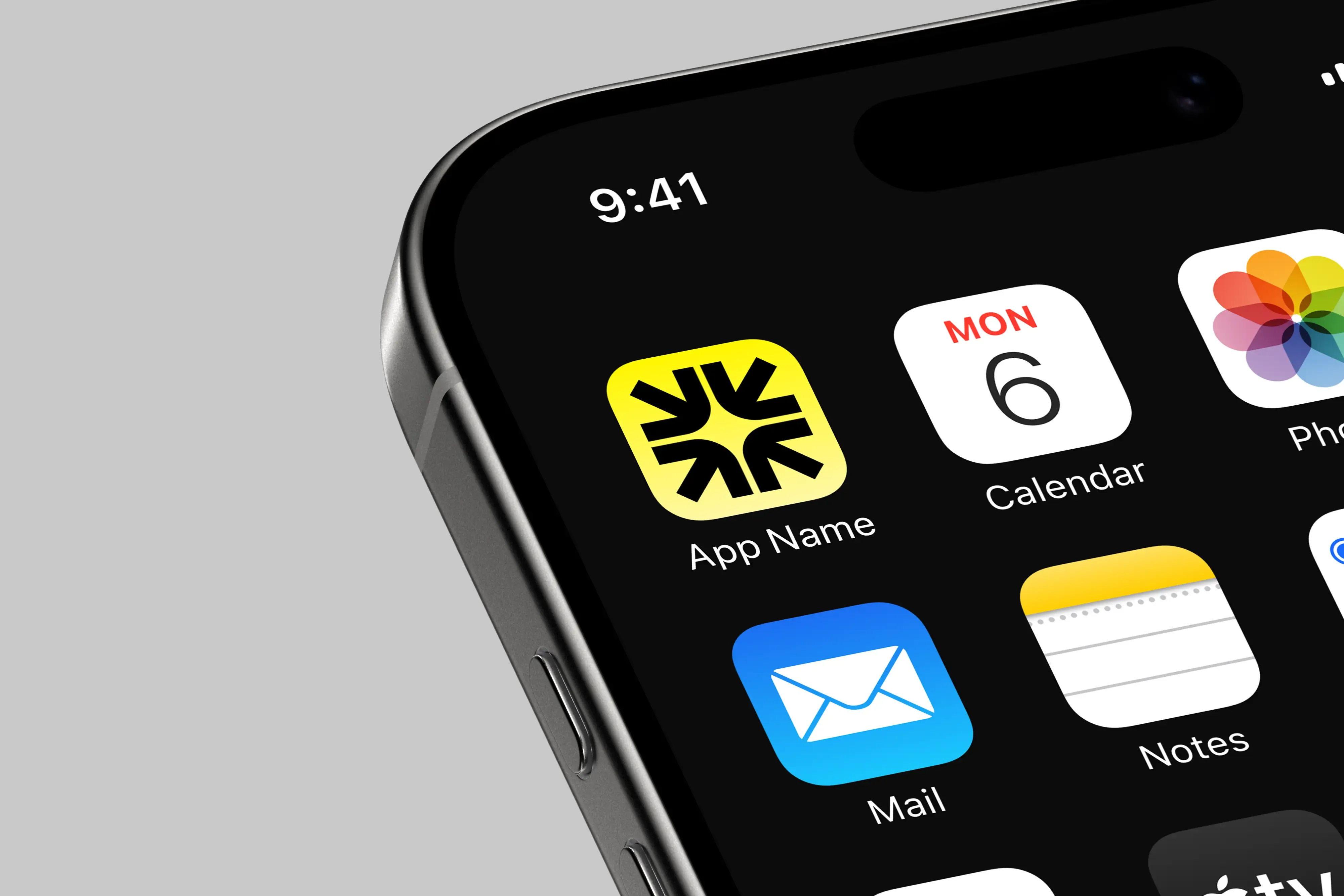 İOS App Icon Mockup iPhone 16 Pro Mockups V1 Ön Görünüm |