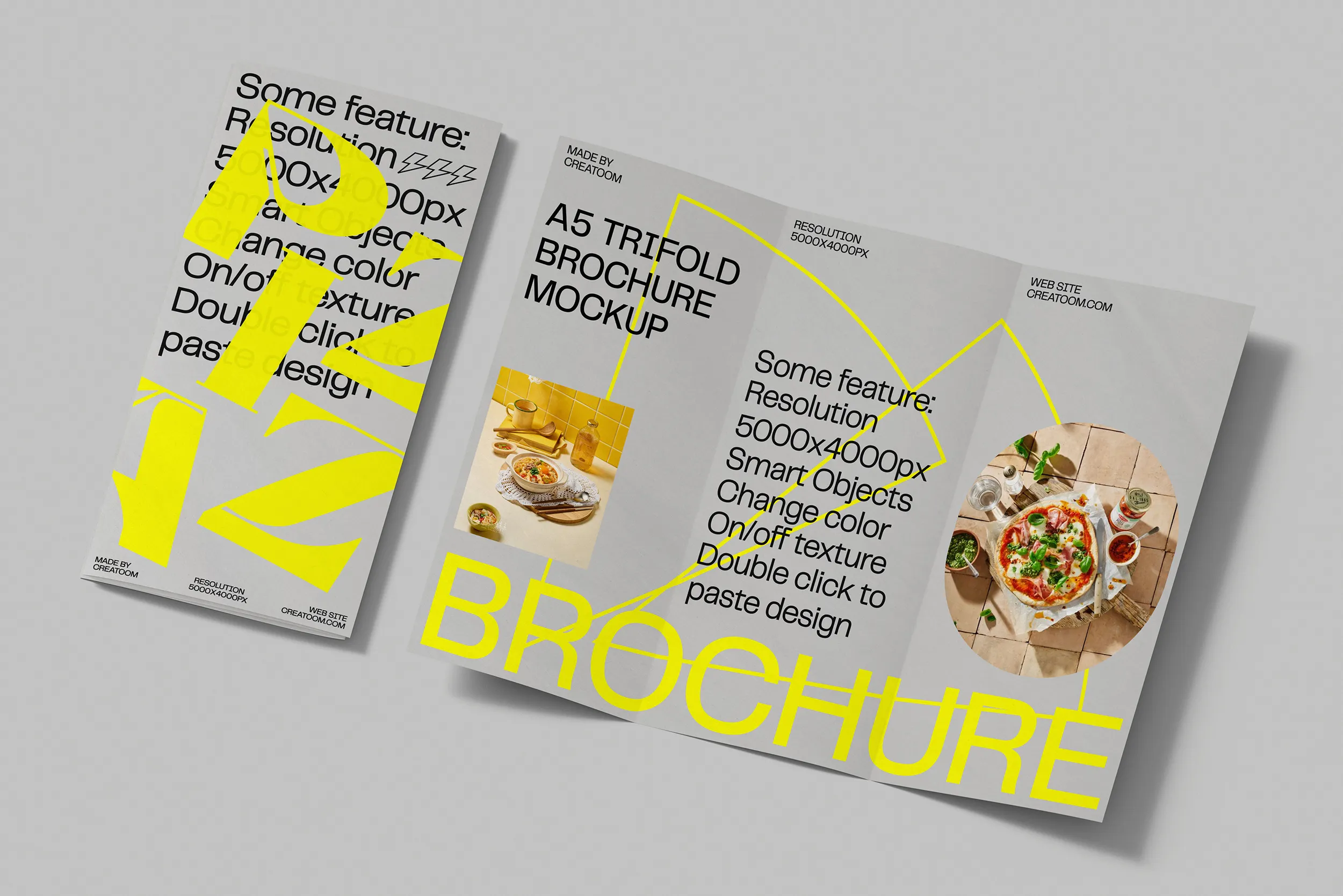 Broşür Mockup ile Sahne V3 Üst Görünüm |