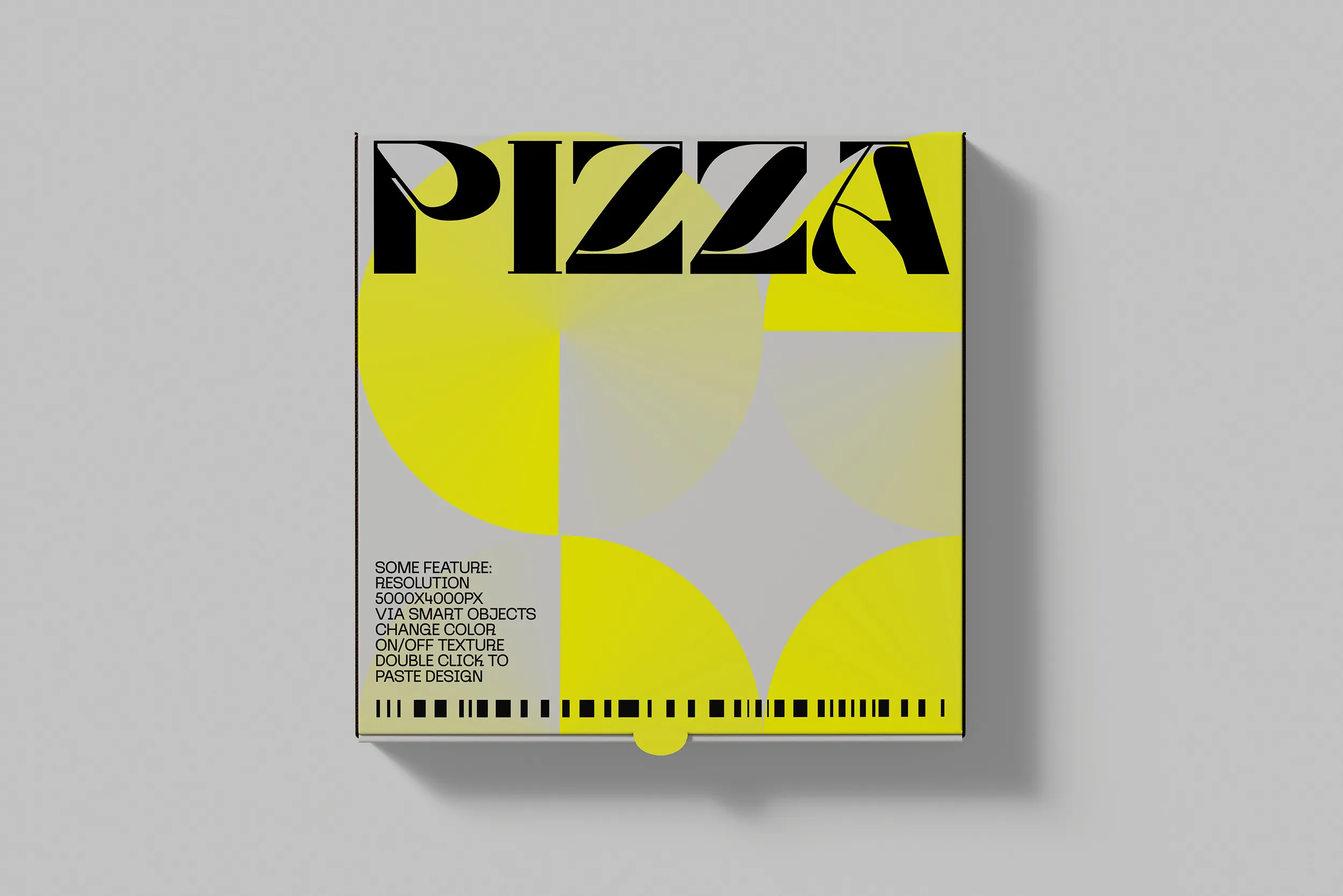 Pizza kutusu Mockups ile sahne V4 Üst Görünüm |