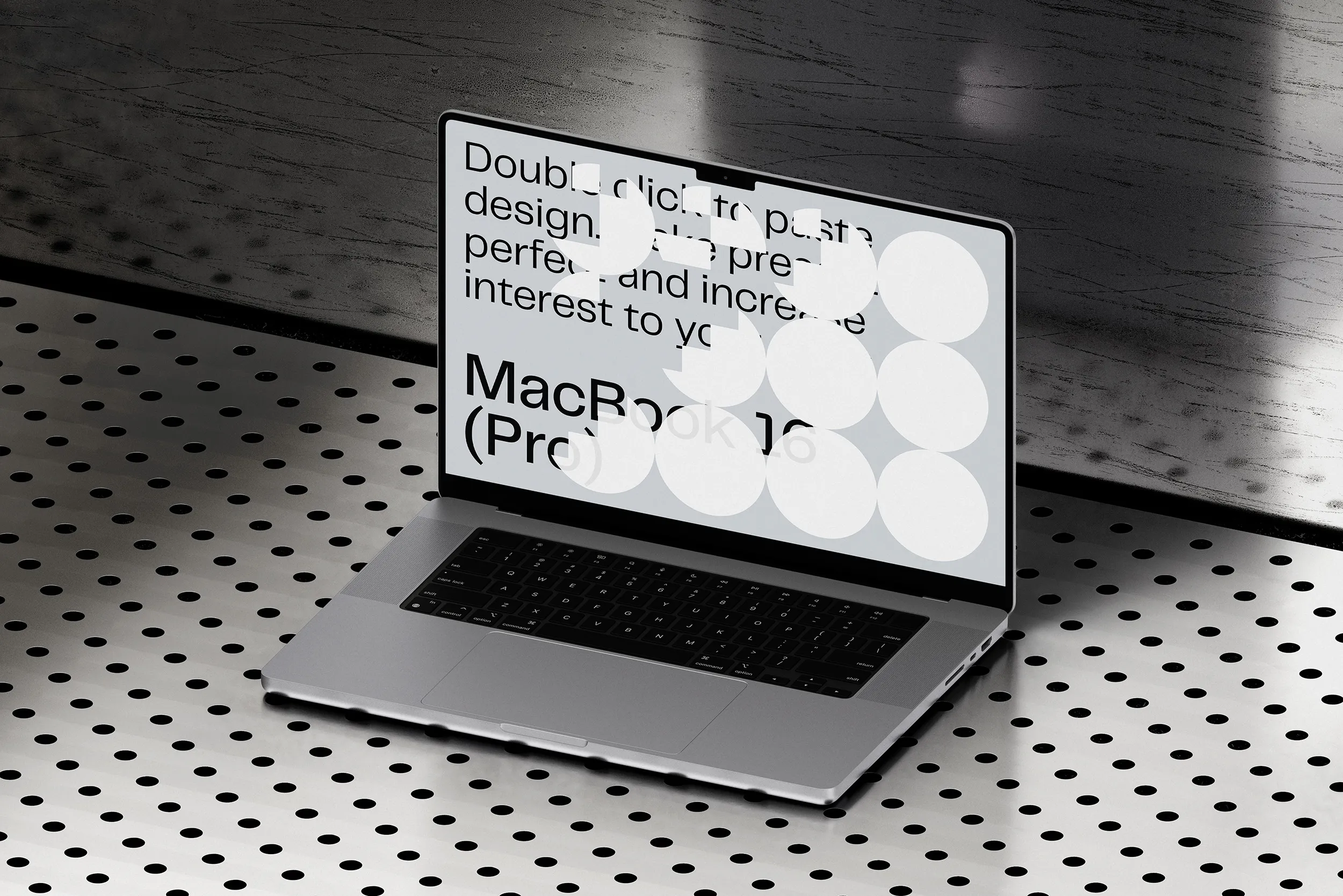Metal Yüzeyde MacBook 16 Pro V1 İzometrik |