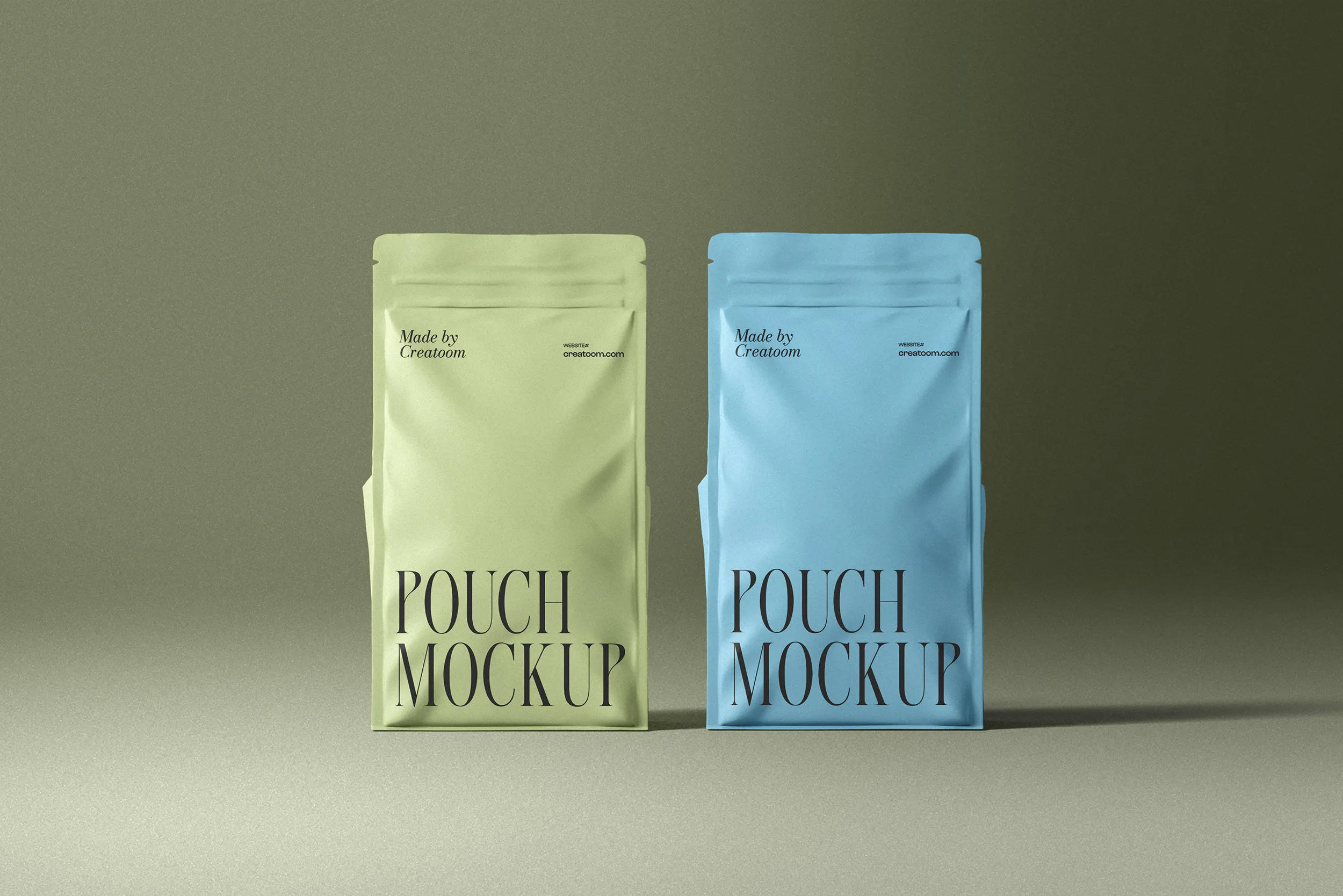 İki kese mockups ile sahne ön görünüm |